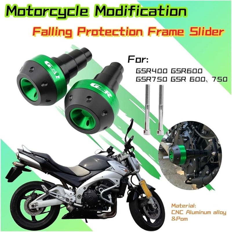 Black Motorcycle Frame Slider Crash Protection Compatible with Suzuki GSR400 GSR600 GSR750 - Image 2